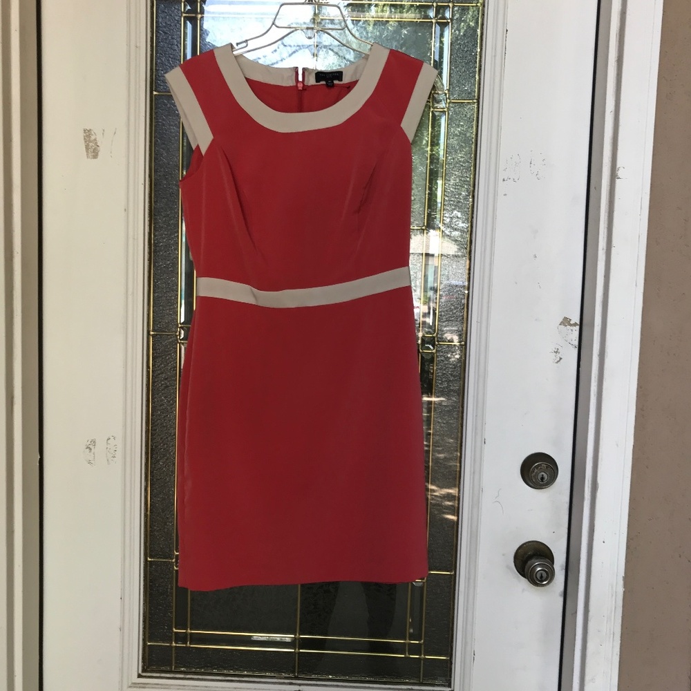 Coral and tan dress